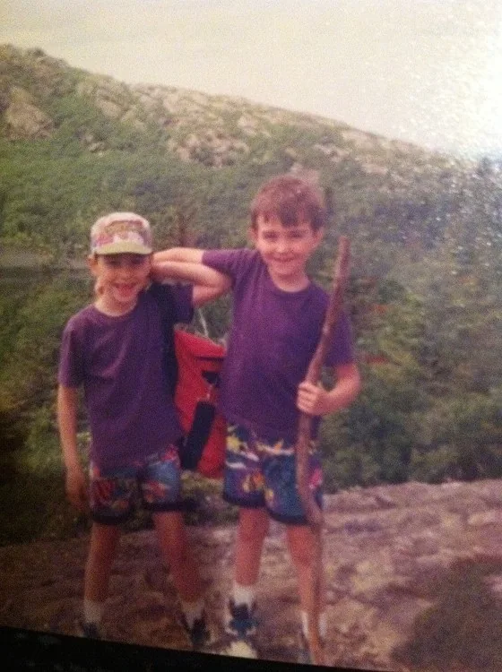 Randy and his twin brother hiking as kids in New England